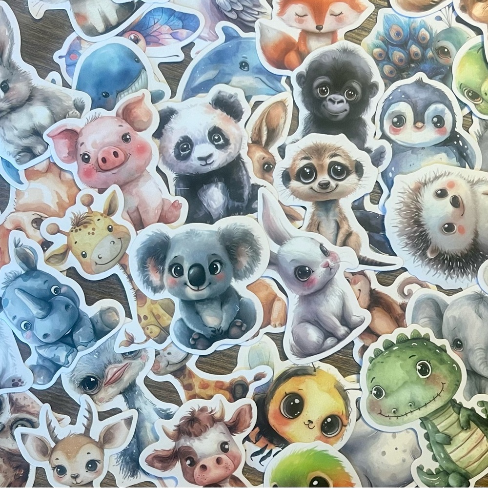 Colorful Animal Stickers 50 Pieces NIB